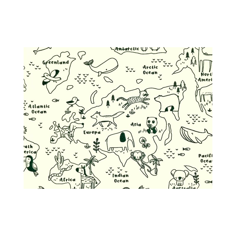Tissu à colorier Mapacolo animaux du monde - Coton OekoTex