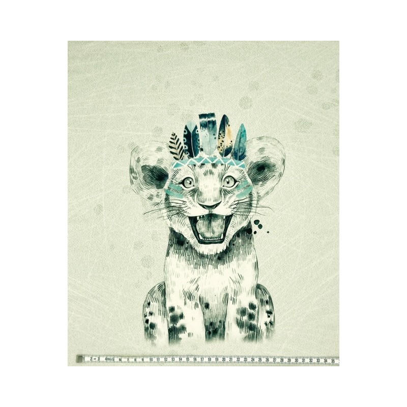Panneau Sweat Leger French Terry Baby Safari Lion Bleu Panneau Sweat Leger French Terry Baby Safari Lion Bleu