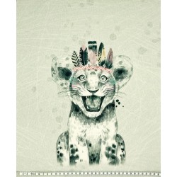 Panneau Sweat Leger French Terry Baby Safari Lion Rose