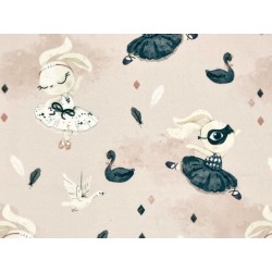 Panneau polyester imperméable 50 cm * 40 cm : Black swan bunny petits motifs fond rose