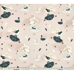 Panneau polyester imperméable 50 cm * 40 cm : Black swan bunny petits motifs fond rose