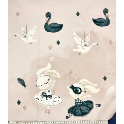Panneau polyester imperméable 50 cm * 55 cm : Black swan bunny grands motifs fond rose