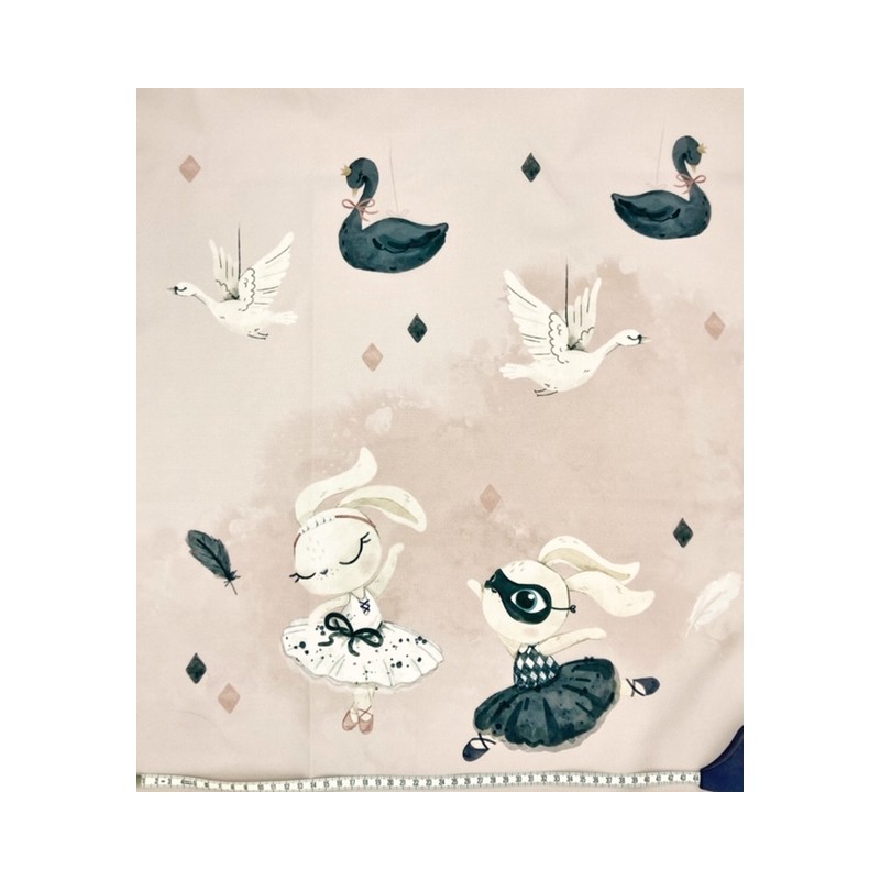 Panneau polyester imperméable 50 cm * 55 cm : Black swan bunny grands motifs fond rose