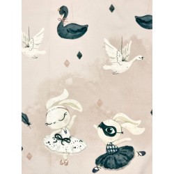 Panneau polyester imperméable 50 cm * 55 cm : Black swan bunny grands motifs fond rose