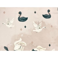 Panneau polyester imperméable 50 cm * 55 cm : Black swan bunny grands motifs fond rose