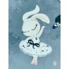 Panneau polyester imperméable 50 cm * 100 cm : black swan bunny grands motifs fond gris