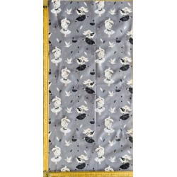 Panneau polyester imperméable 50 cm * 100 cm : black swan bunny petits motifs fond gris