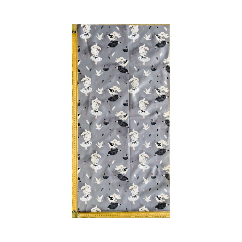 Panneau polyester imperméable 50 cm * 100 cm : black swan bunny petits motifs fond gris