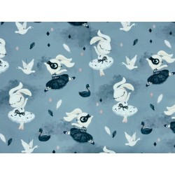 Panneau polyester imperméable 50 cm * 100 cm : black swan bunny petits motifs fond gris