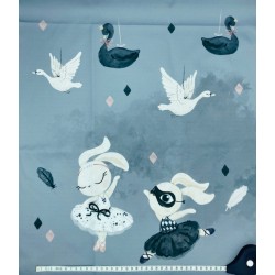 Panneau polyester imperméable 50 cm * 55 cm : Black swan bunny grands motifs fond gris