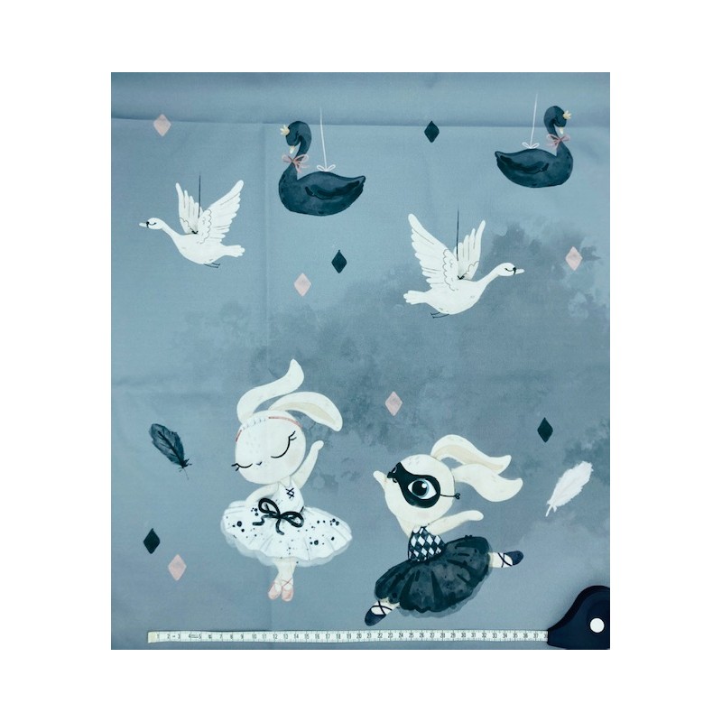 Panneau polyester imperméable 50 cm * 55 cm : Black swan bunny grands motifs fond gris