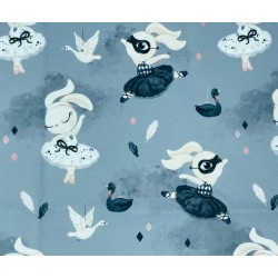 Panneau polyester imperméable 50 cm * 40 cm : Black swan bunny petits motifs fond gris