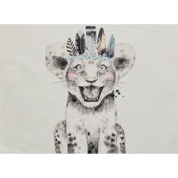 Couture Panneau Similicuir Baby Safari Lionceau Bleu Couture Panneau Similicuir Baby Safari Lionceau Bleu