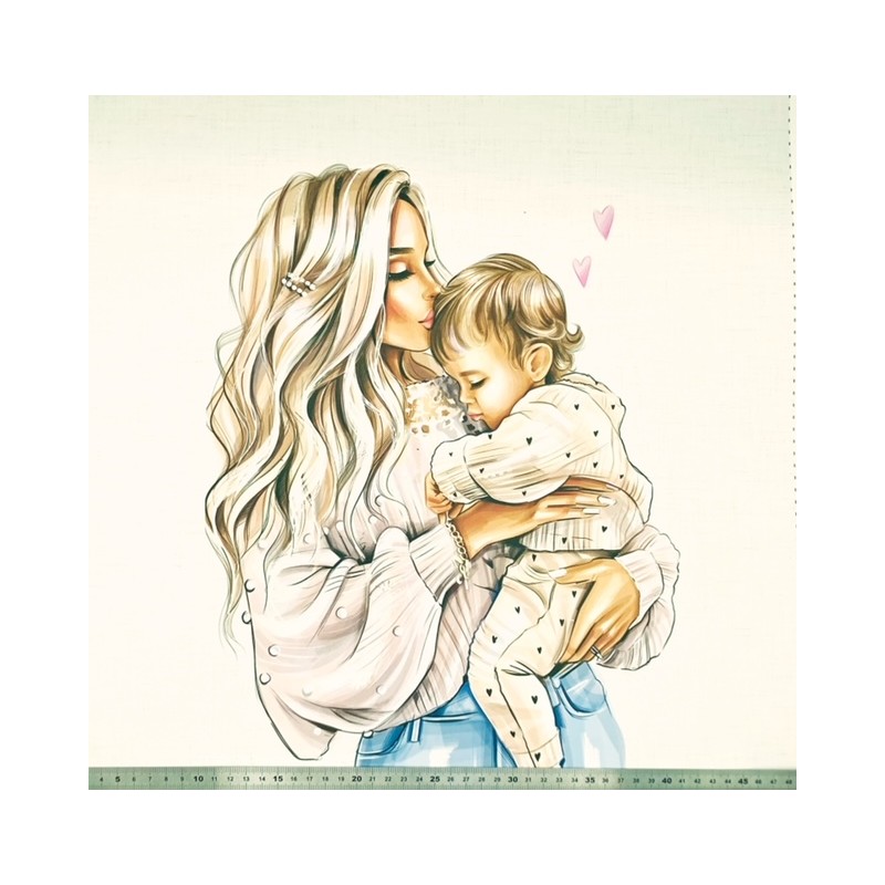 Couture Panneau Similicuir Maman Blonde Bisou Sur Le Front De Son Bebe
