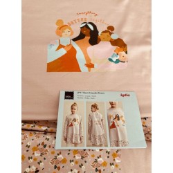 Panneau et notice de montage Katia Robe en jersey 120*150cm : Best Friends forever sur fond rose - OekoTex