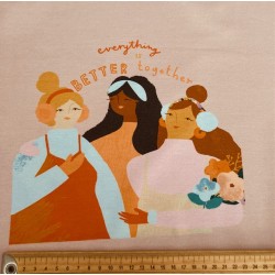 Panneau et notice de montage Katia Robe en jersey 120*150cm : Best Friends forever sur fond rose - OekoTex