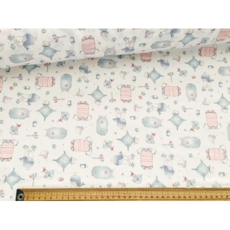 Tissu Layette et bodies fond blanc - Coton bio GOTS