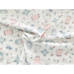 Tissu Layette et bodies fond blanc - Coton bio GOTS