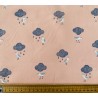 Tissu Waterproof Katia oiseaux sous la pluie sur fond rose poudré - OekoTex