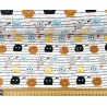 Monstres rigolos sur cahier fond blanc - Coton OekoTex