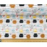 Monstres rigolos sur cahier fond blanc - Coton OekoTex