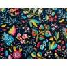 Tissu Ancolie fleurs colorées sur fond marine - Coton OekoTex