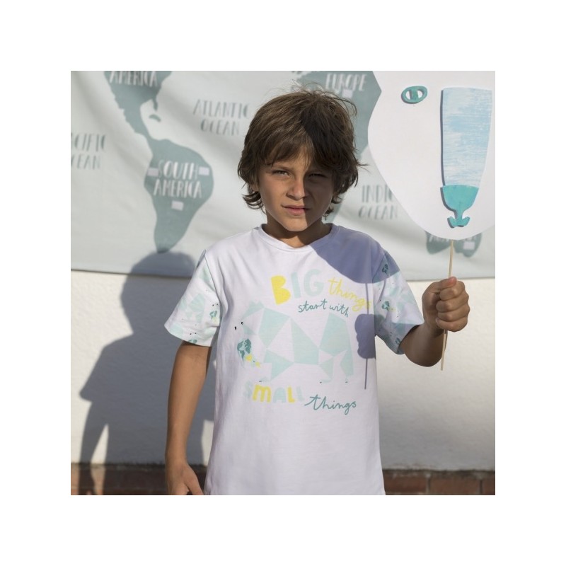 Tissu Panneau T-shirt Katia en jersey 70*140cm : Ours origami sur fond blanc - OekoTex