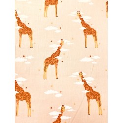 Girafe Zéfira sur fond rose - Coton OekoTex