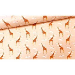 Girafe Zéfira sur fond rose - Coton OekoTex
