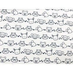 Tissu à colorier Sprizzy têtes d'animaux - Coton OekoTex souris singe lapin